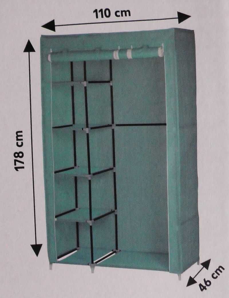 Szafa Ubraniowa Tekstylna duża 178 x 110 x 46cm turkus