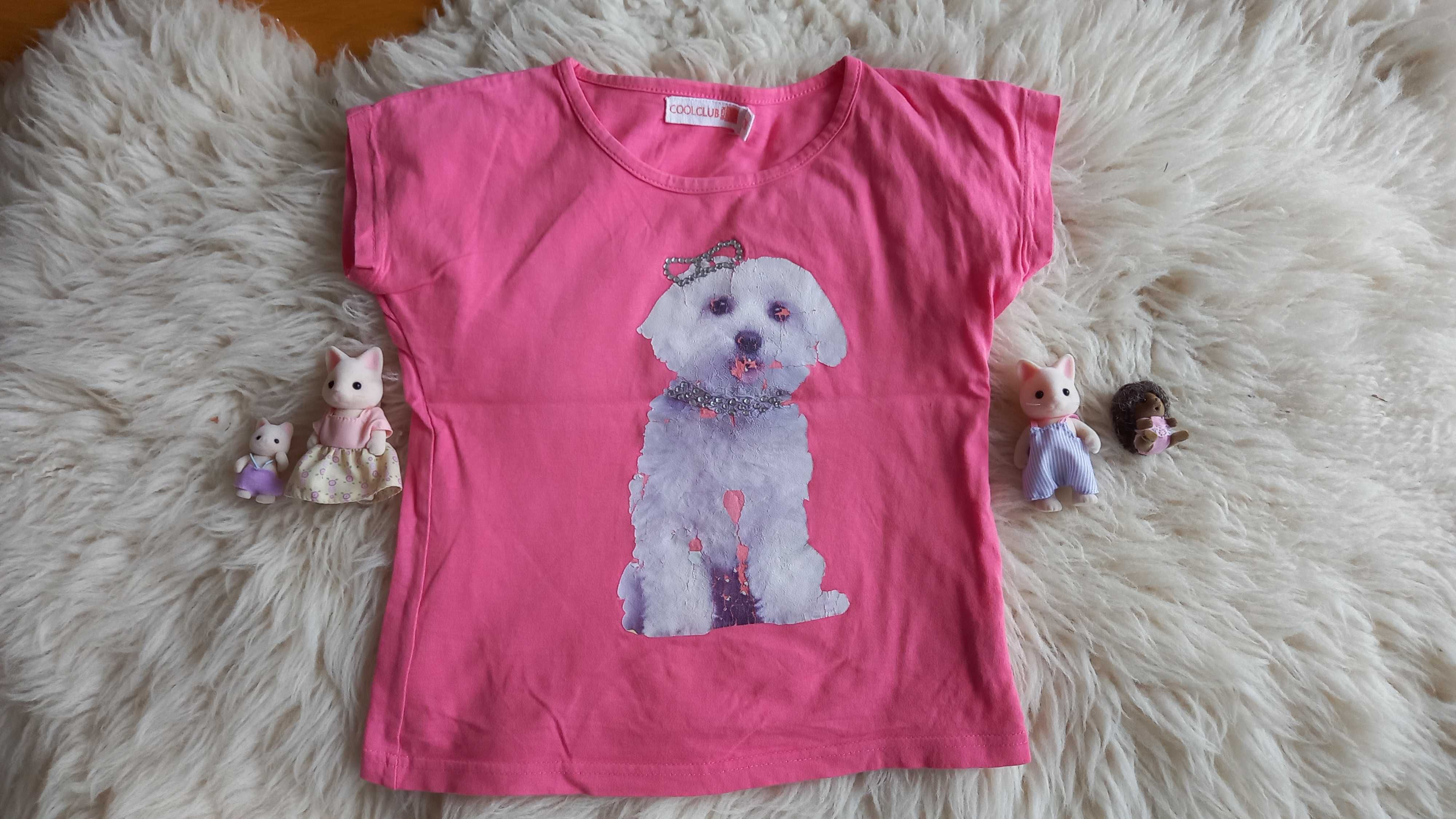 Różowa koszulka z pieskiem Cool Club T-Shirt na lato - rozmiar 122