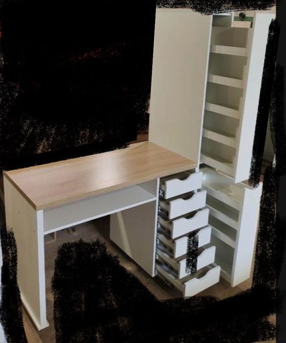 Стол на колесиках с полкой «карго». Маникюрный стол. Компьторный