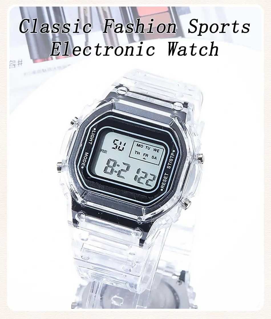 Sportowy zegarek elektroniczny retro  czarno-szare cyfrowe zegarki LED