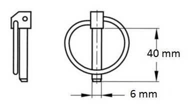 Cavilha de segurança em aço passivado com mola dimensões 6x40mm