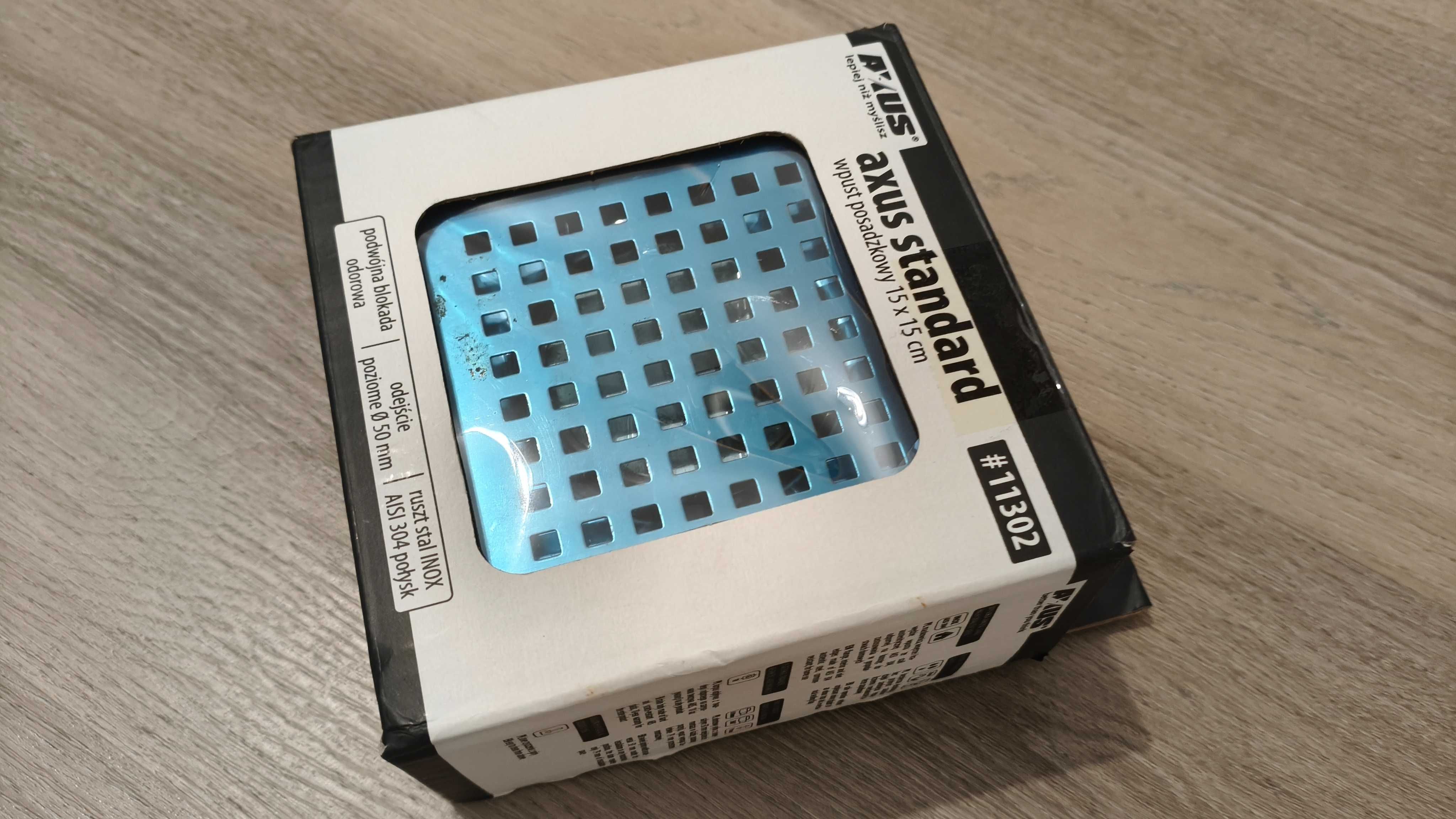 KRATKA ŚCIEKOWA Axus 15x15cm poziome odejście fi 50 mm - syfon NOWY