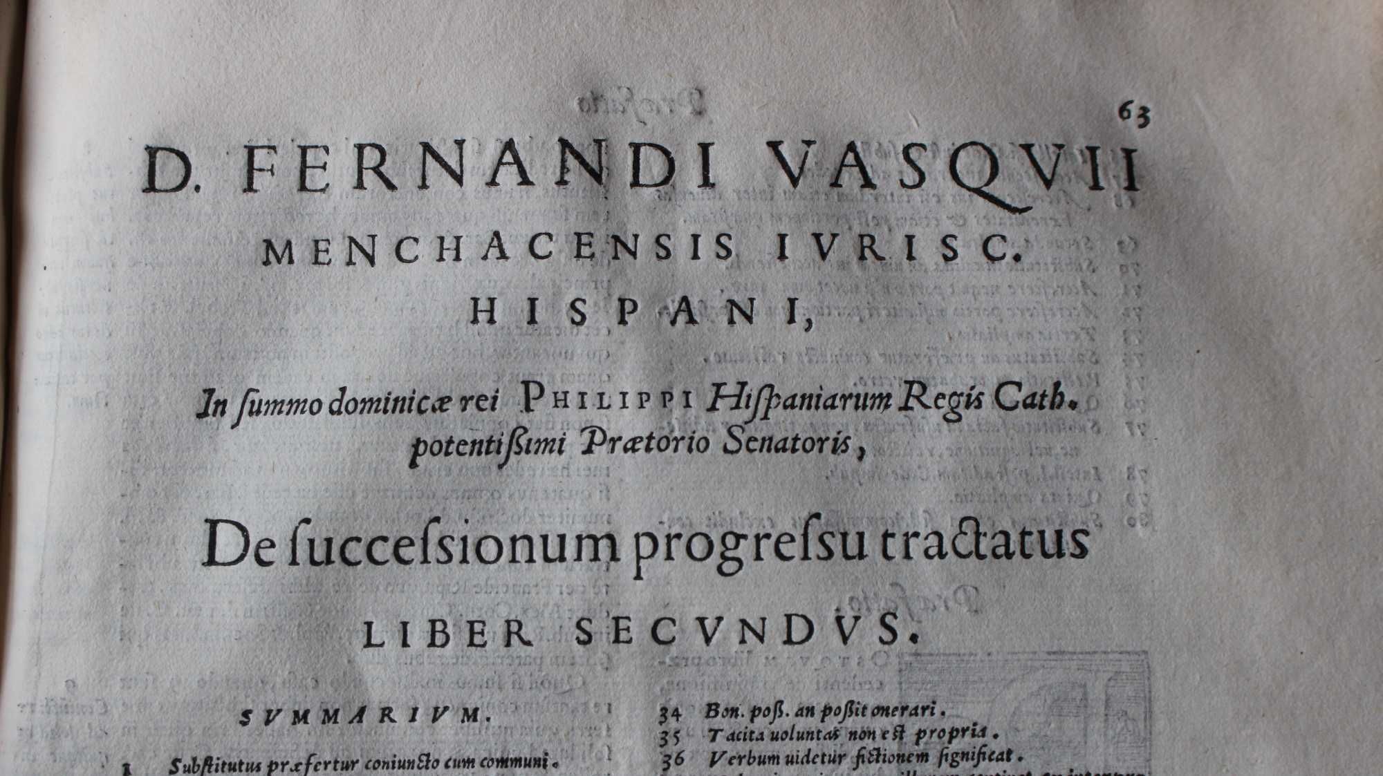D. FERNANDI VASQVII PINCIANI MENCHACENSIS, DE SVCCESSIONUM...1564 RARO
