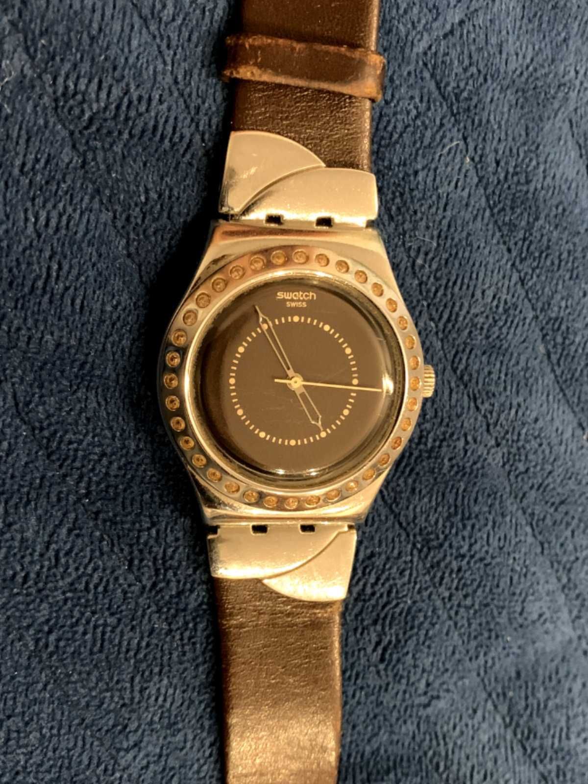Ładny markowy zegarek damski  Swatch Irony z cyrkoniami - 120 zł
