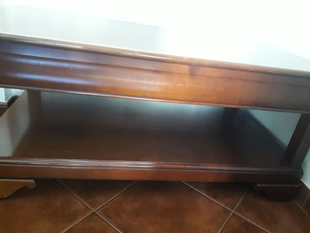 Mesa apoio com gaveta, madeira em cerejeira