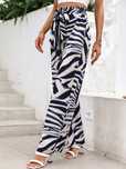 Spodnie Letnie Paperbag Z Szerokimi Nogawkami Zebra Shein M 38