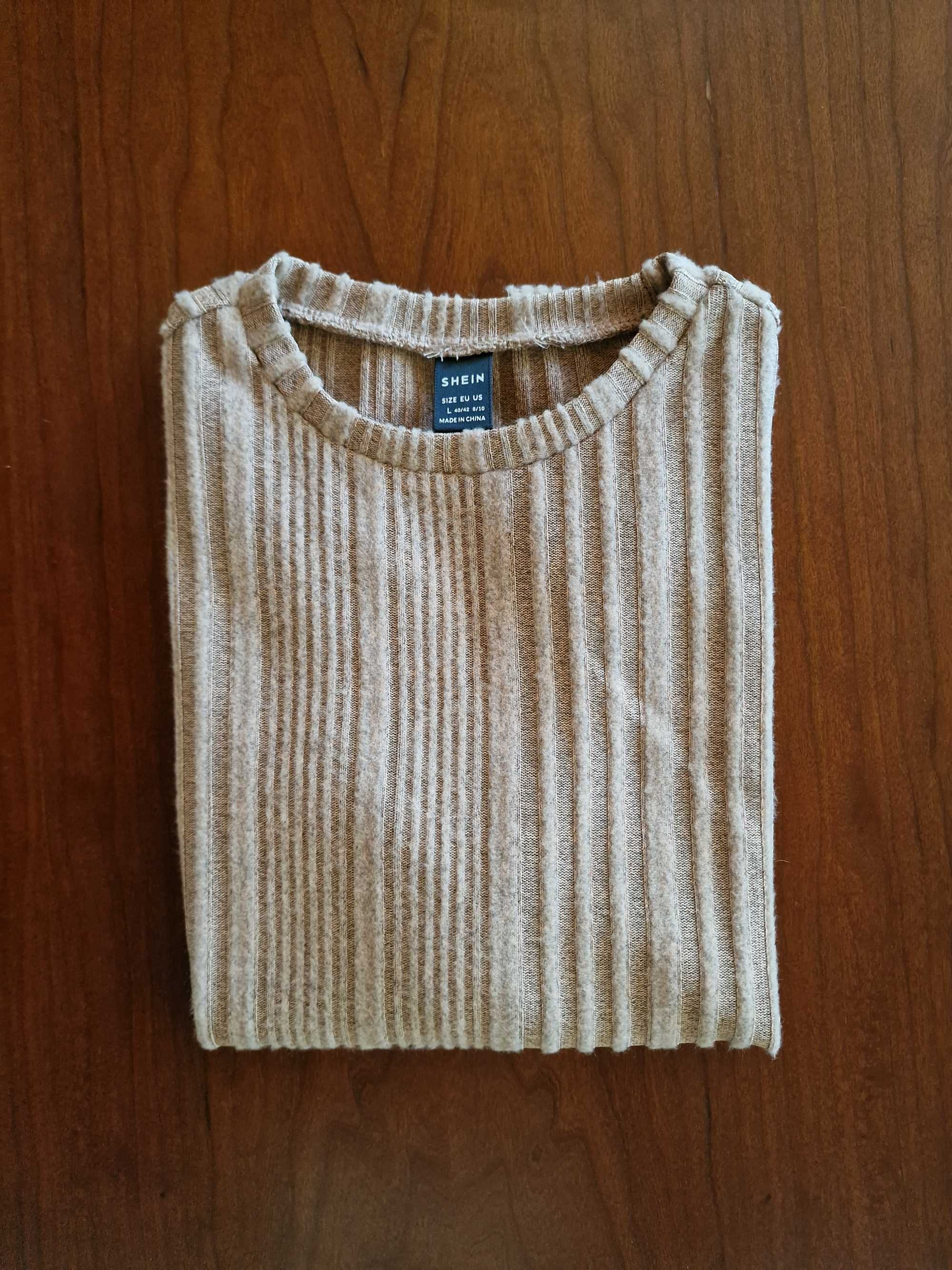 Camisola manga comprida creme Shein