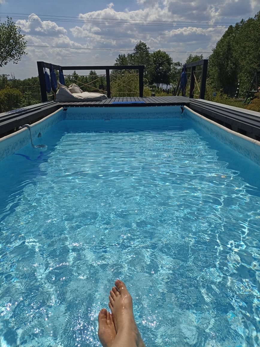 Domek całoroczny domki nad jeziorem pomost basen balia jacuzzi Mazury
