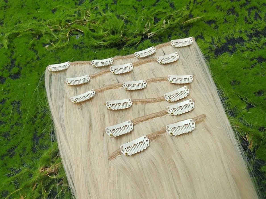 Clip in zestaw włosów naturalnych ok 53cm blond