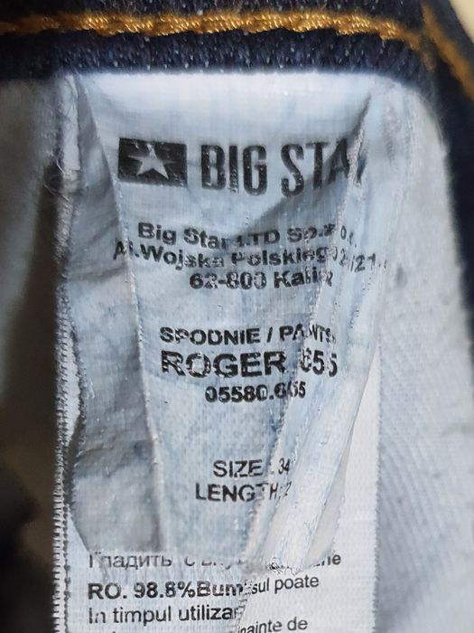 Spodnie męskie jeans BIG STAR Roger 655 rozm. 34 x 32