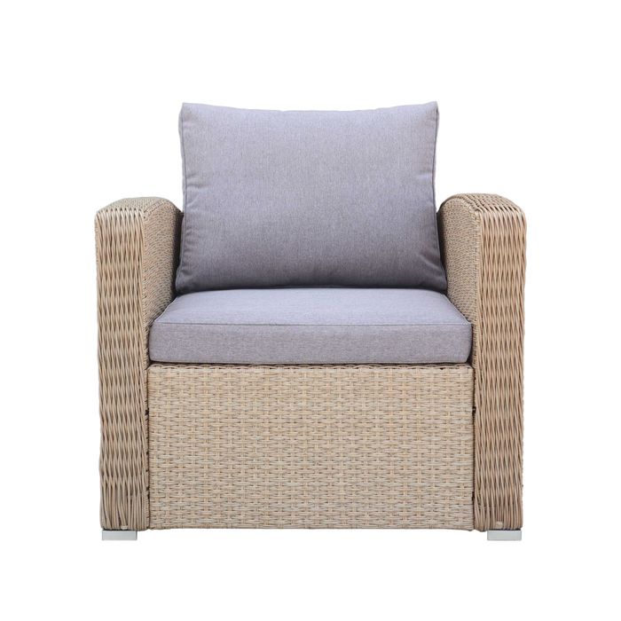 Zestaw Mebli Ogrodowych z Regulowanym Stołem Technorattan Beż Słomka