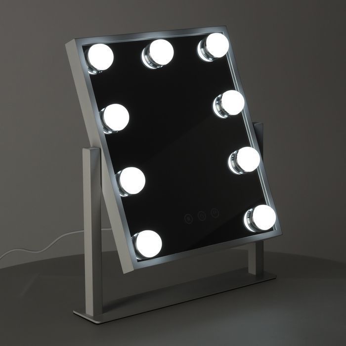 Lusterko do Makijażu Kosmetyczne Podświetlane 9 LED USB 25x30 cm