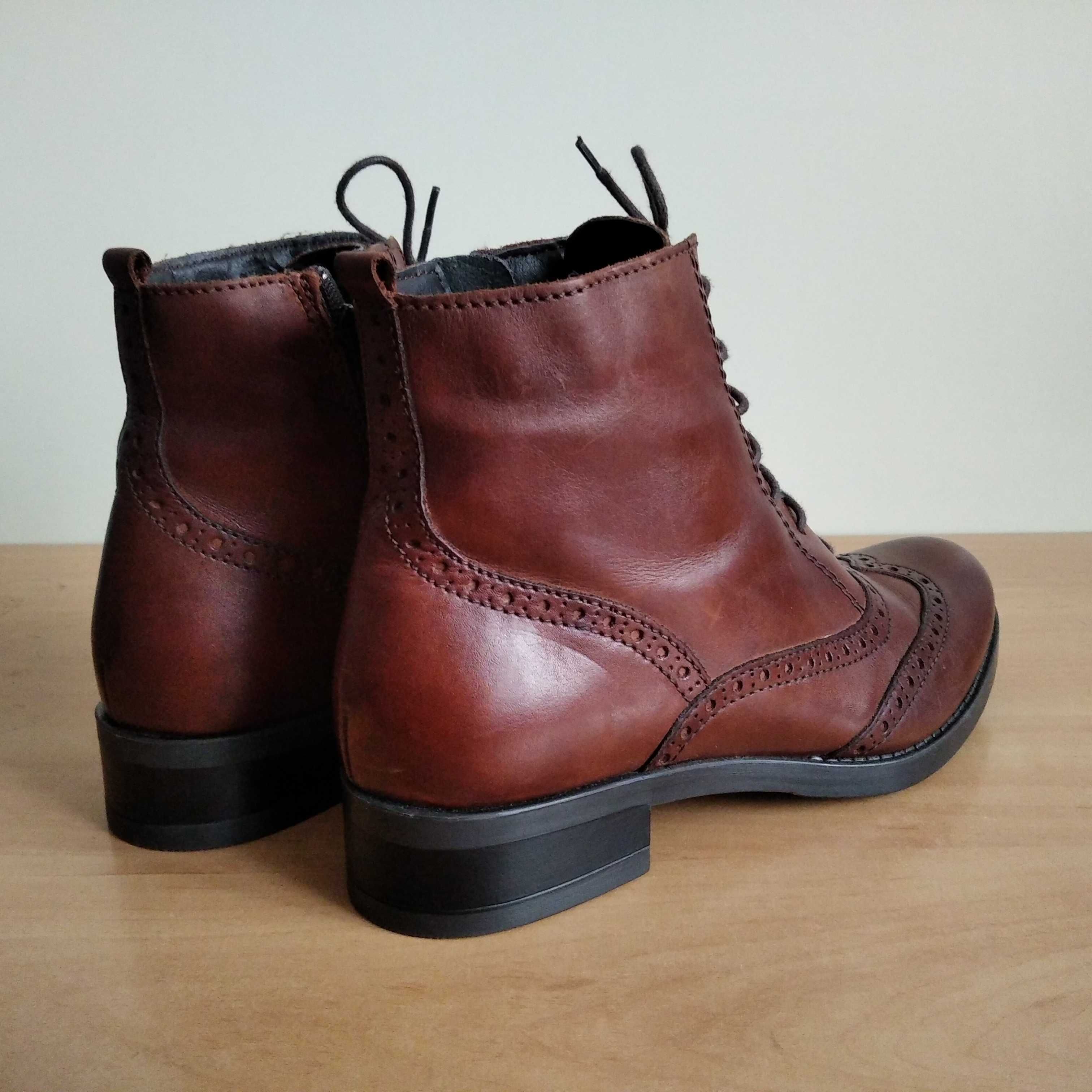Botki broksy damskie BELLISSIMO SHOES skóra naturalna roz.eu-38