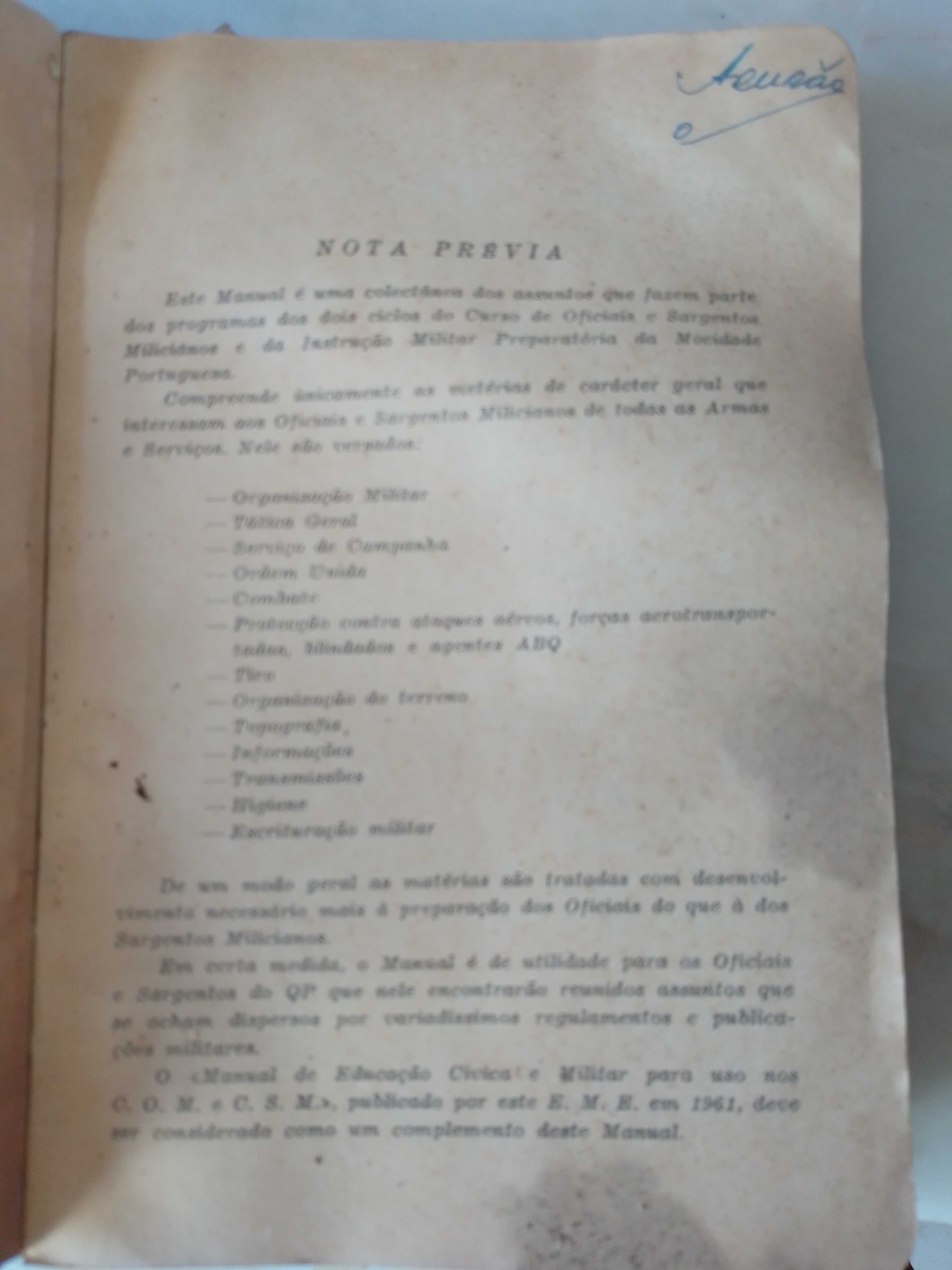 Manual do oficial miliciano primeiro volume. 1964.