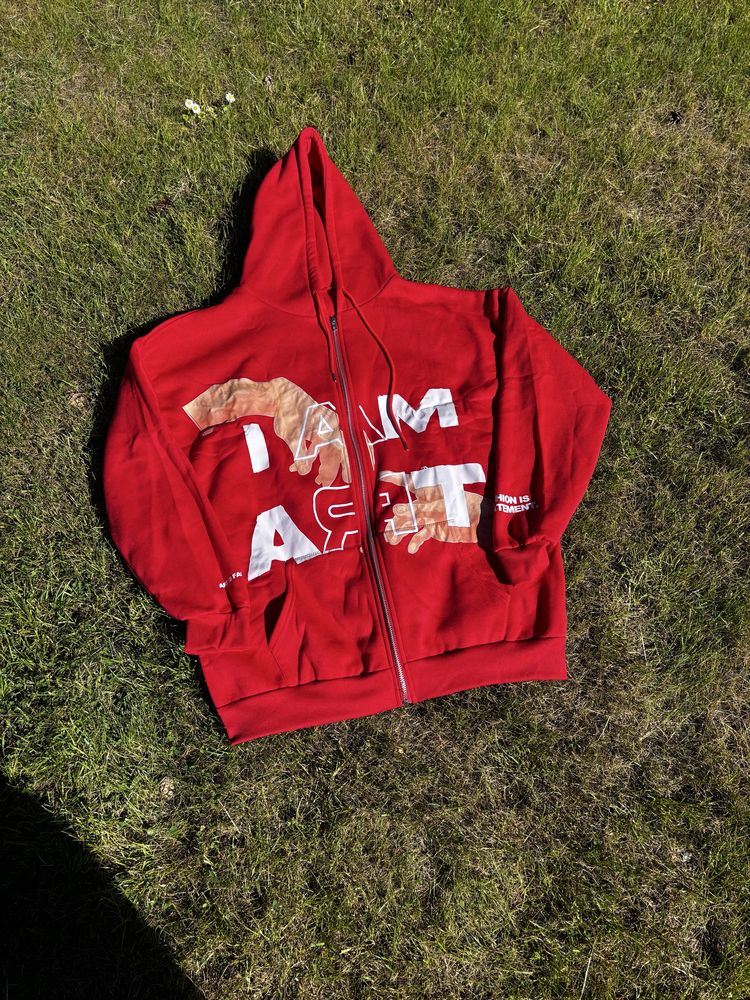 Oversize Bluza I Am Art Y2K Alt Streetwear Graficzna Czerwona L