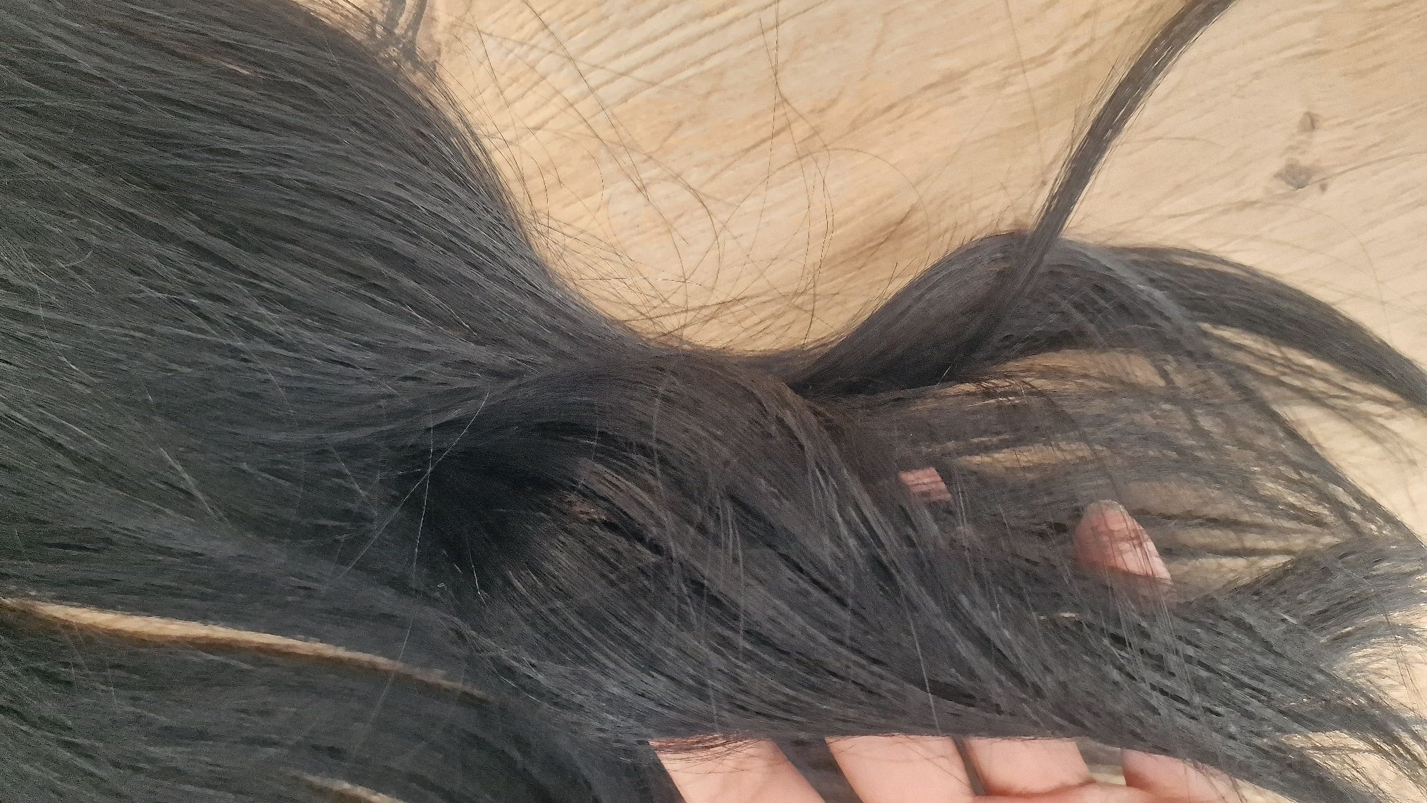Czarne włosy naturalne hairband, hairtalk extensions na żyłce 40 cm