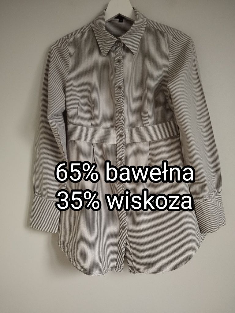 Bawełniana koszula w szare prążki r. 38 Hallhuber