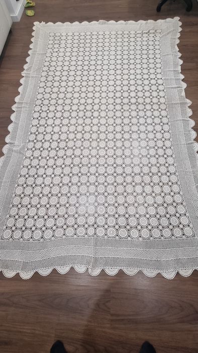 Colcha antiga de croché feita à mão 2,70 × 1,70 m vintage