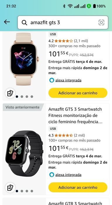 Amazfit GTS 3 com Alexa ( novo na caixa )