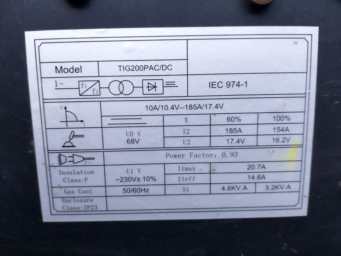 Tig 200P AC/DC Sherman Pedał