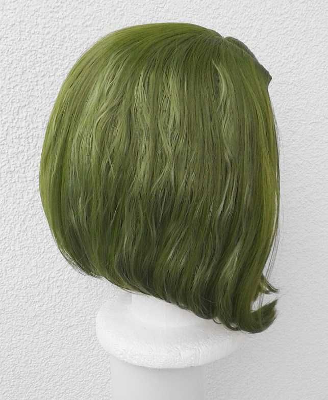 Krótka zielona peruka z przedziałkiem bez grzywki bob cosplay wig