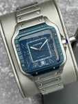 Швейцарские часы Cartier Santos Silver-Blue Classic. Топ качество