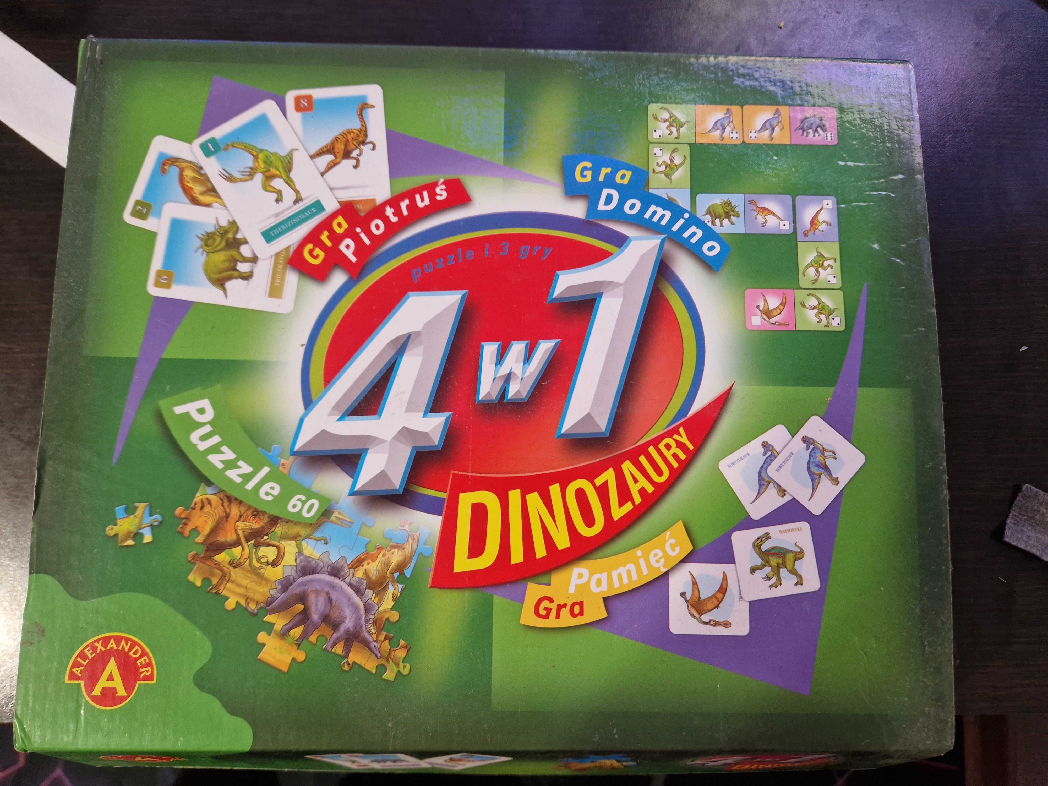 Gra 4w1 dinozaury Aleksander puzzle pamięć