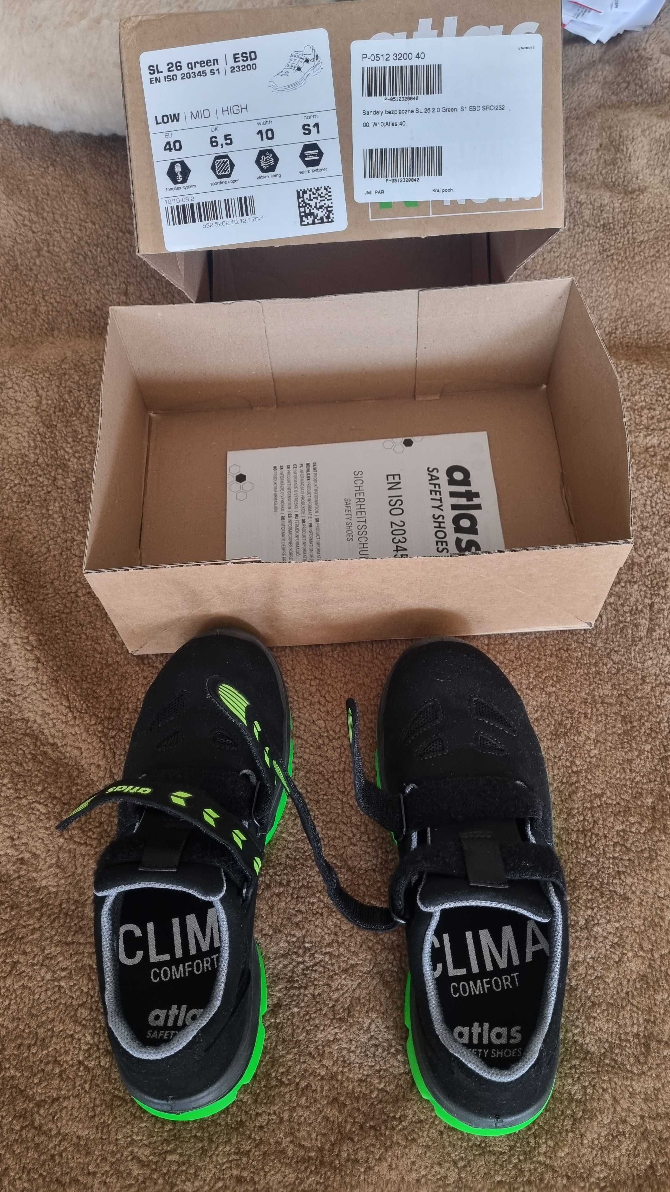 Buty sandały robocze Atlas sl green ESD Rozmiar 40