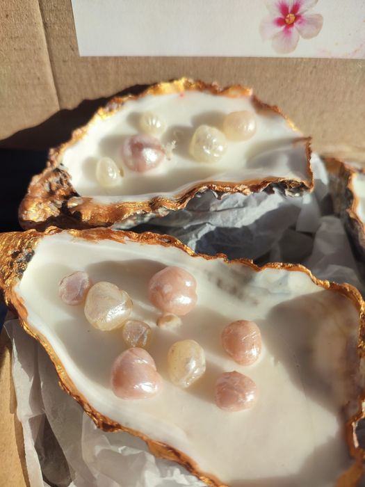 Свечи в ракушках с жемчугом ручной работы - набор 4 шт!