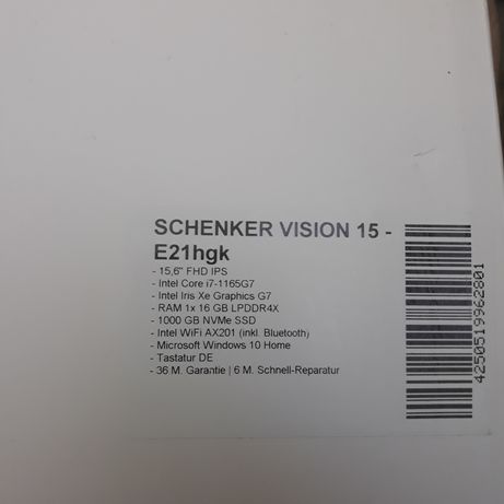 Ноутбук Schenker Vision 15E21 hgk