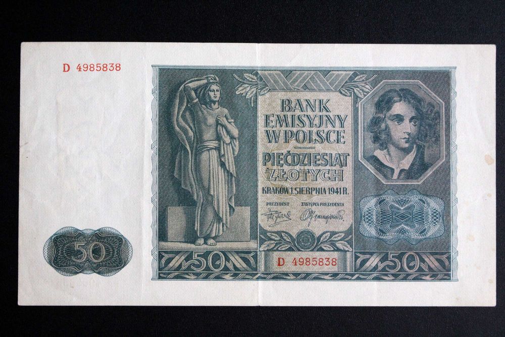 Banknot 50 zł 1941 rok seria D