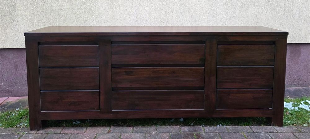 CIEKAWA 100% Lita Tekowa Komoda Kolonialna 3 Szuflady WYSYŁKA