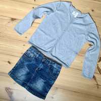 Sweterek sweter ZARA GIRLS +spódniczka jeans RESERVED r.128 cm 8 lat
