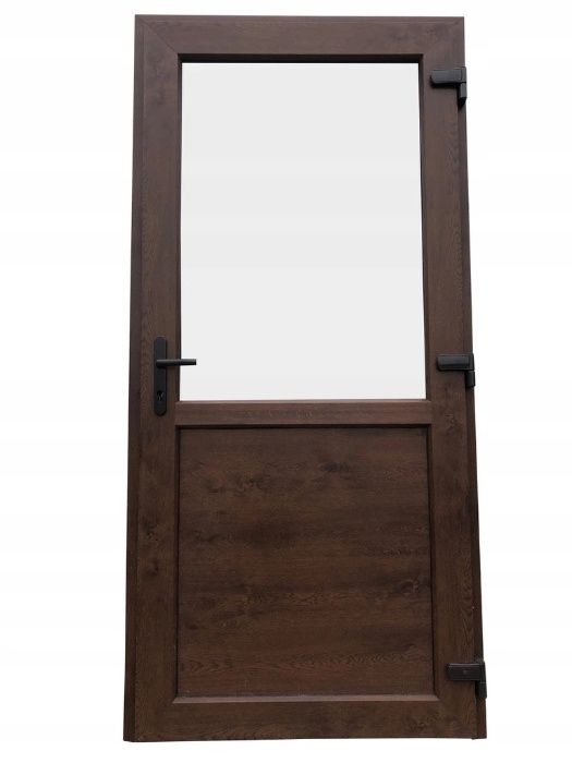 Drzwi zewnętrzne PCV sklepowe 90x210 orzech RÓŻNE ROZMIARY OD RĘKI pvc