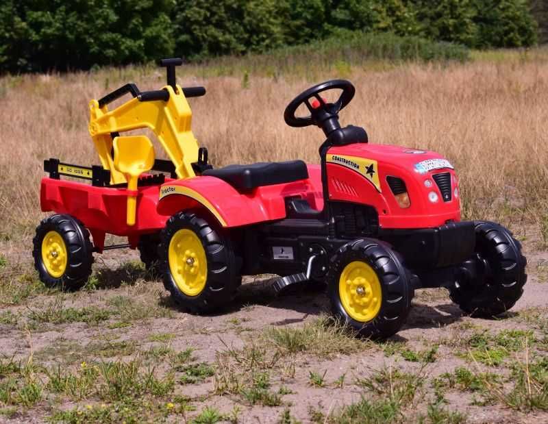BAWIBUS.PL auto TRAKTOR NA PEDAŁY z przyczepą koparka dla dzieci autko