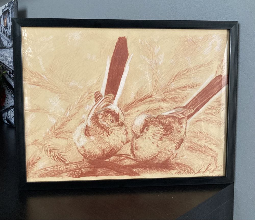 Obraz ręcznie malowany technika sepia rozm 30x40 cm