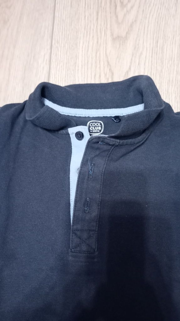 Elegancka granatowa bluzka z kołnierzem , Polo 104 Smyk