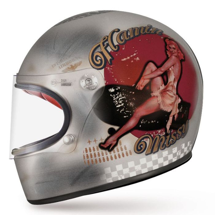 Capacete integregal - retro (novo) Trophy Pin Up Old Style Silver