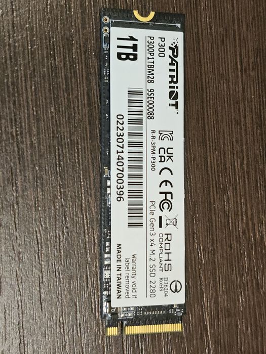 SSD-диск Patriot P300 1TB M.2 (2280 PCI-E) NVMe x4 (P300P1TBM28)