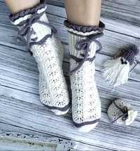 Ажурні білі шкарпетки ручної роботи - подарунок дівчині - подарунок по