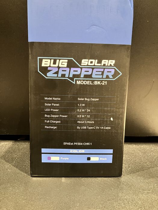 Lampa owadobójcza solarna BK-21 UV LED z USB-C