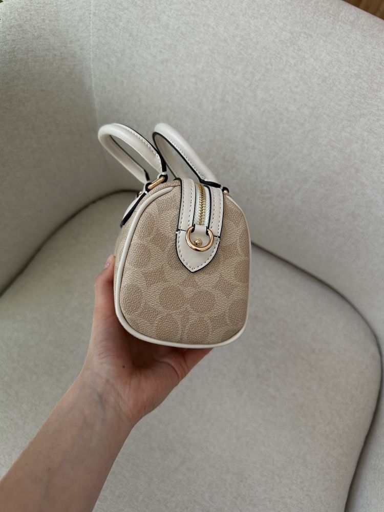 Сумка Coach Rowan Satchel In Signature Canvas Beige/Ginger