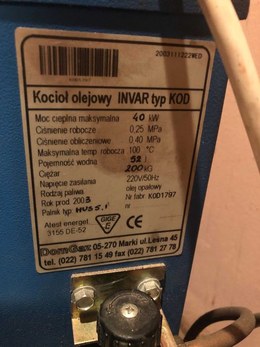 Kocioł - piec olejowy