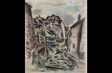 Michel Adlen (1898 - 1980) - École de Paris - Rysunek pejzaż miejski