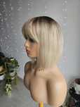 Peruka z włosów naturalnych jasny blond z odrostem Emma