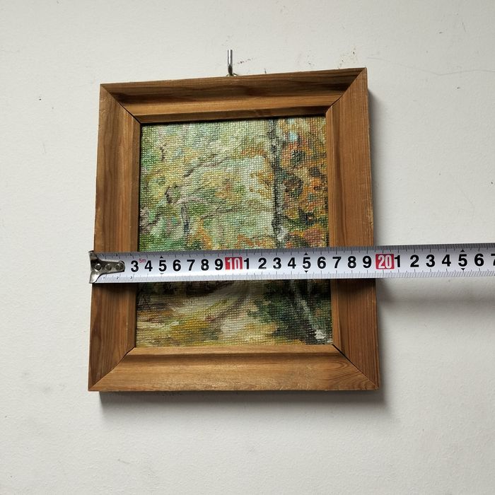 Stary obraz malowany na desce mały 4