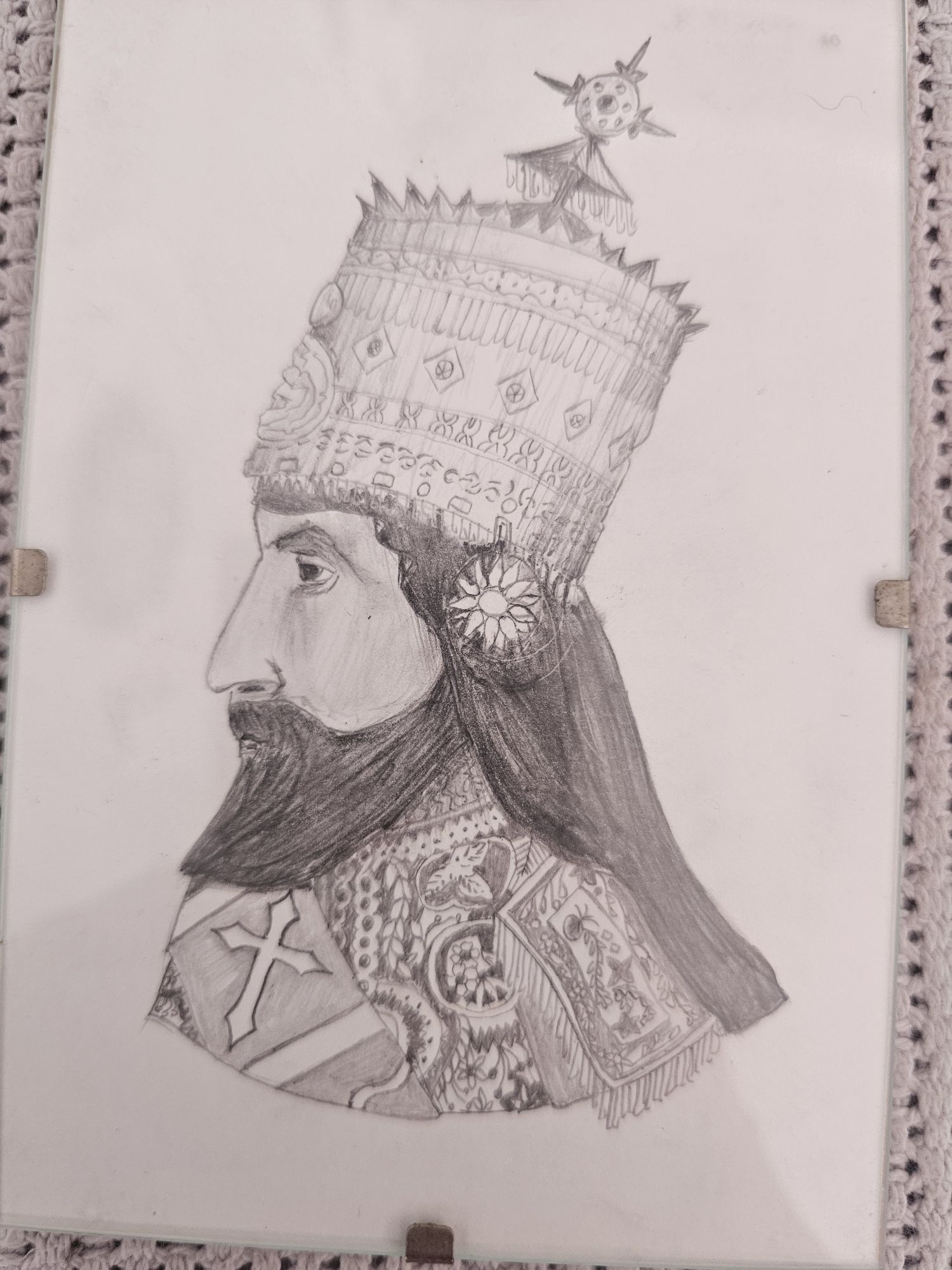 Hajle Sellasje rysunek w antyramie rastafari