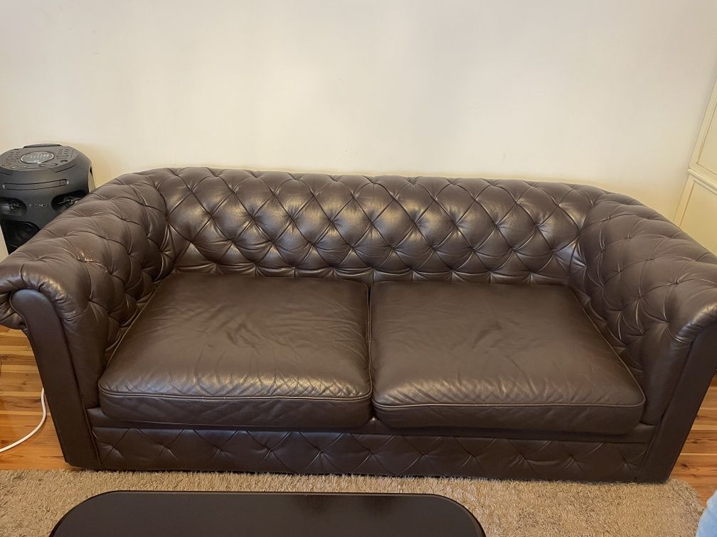 Skórzana Sofa rozkładana + dwa fotele