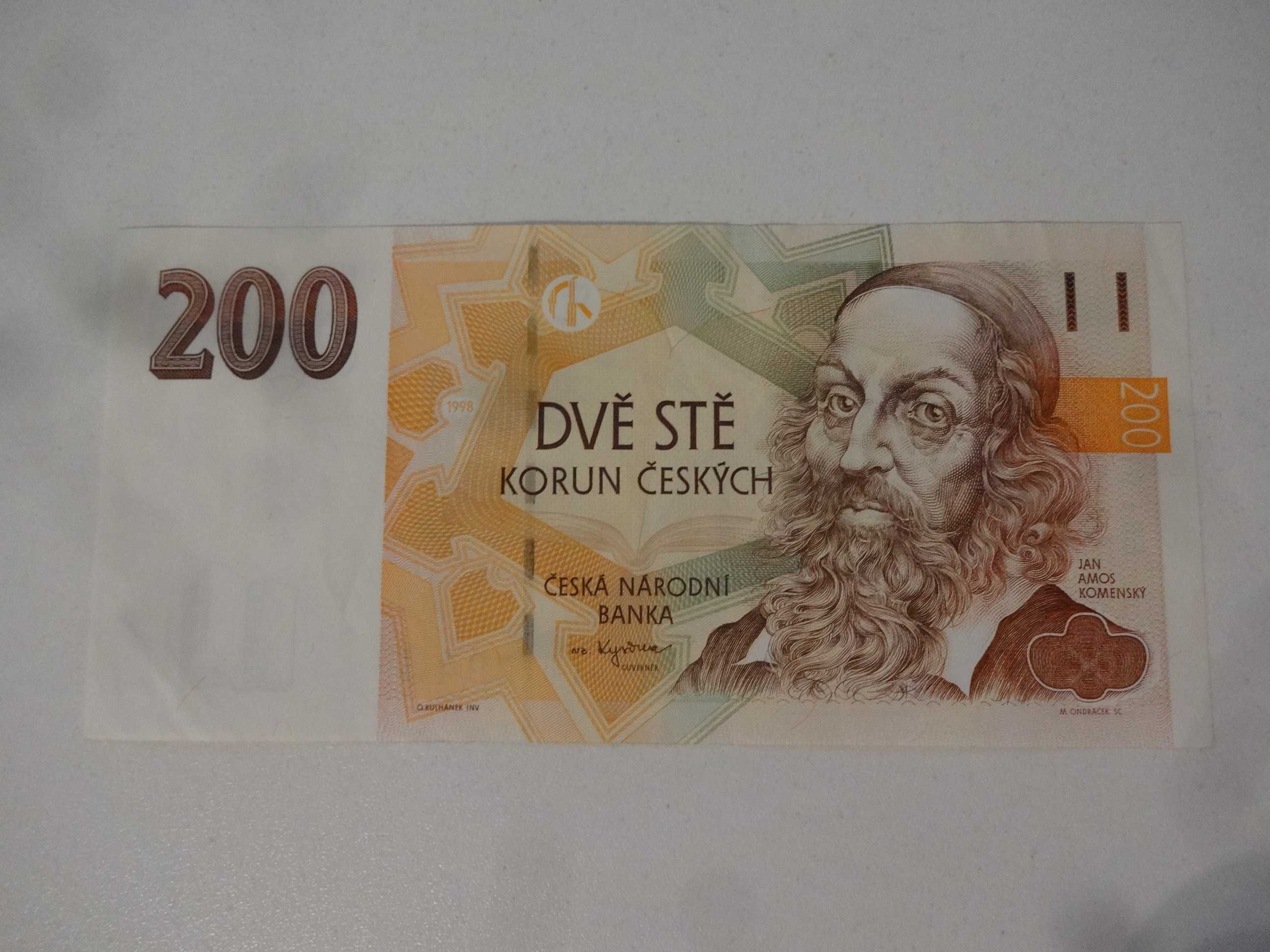 Banknot Republika Czeska 200 Korun 1998 bardzo dobry stan