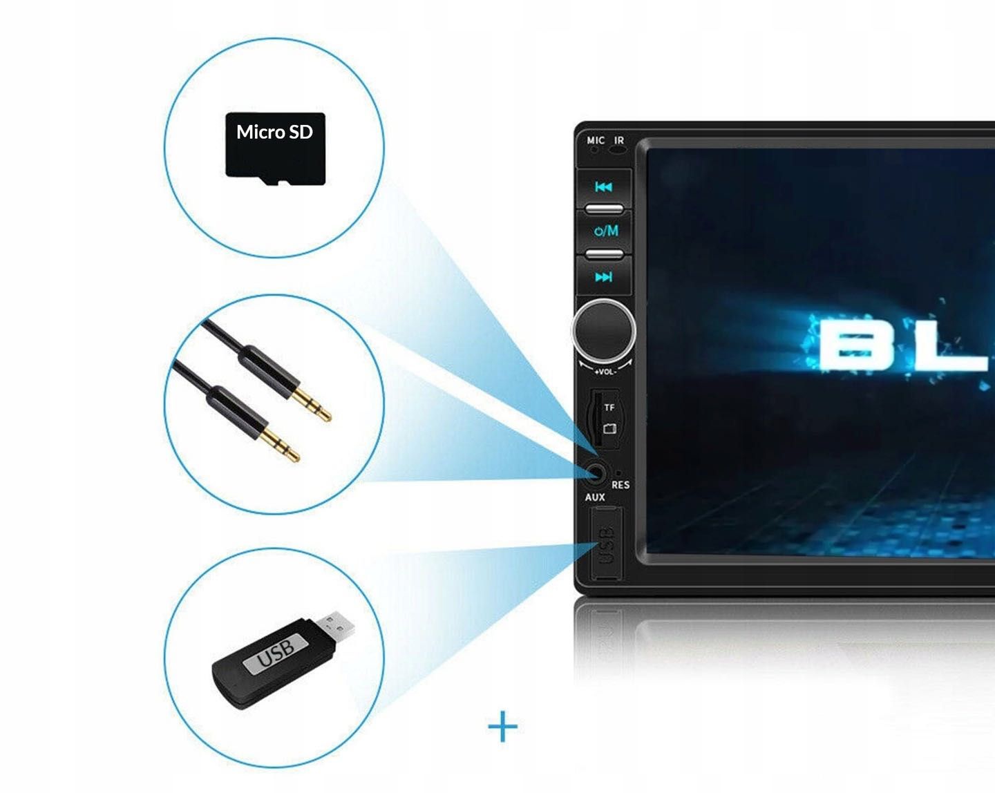 Radio samochodowe Bluetooth Usb Aux 2 DIN wyświetlacz 7" + GRATIS!